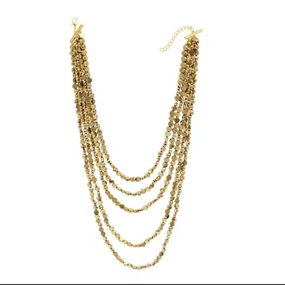 New Zara Elegant Gold Multi Strand Layered Necklace - Picture 3 of 11